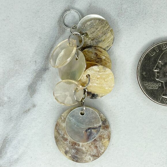 Silver Tone Shell Cluster Dangle Upcycled Pendant - Picture 4 of 5